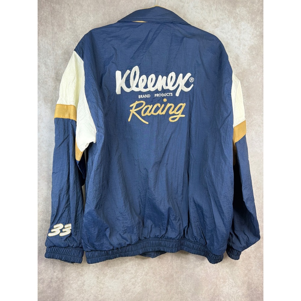 VTG 90s Kleenex Racing Jacket Mens XL Blue Vintage‎ NASCAR Scott Racing 33 usa